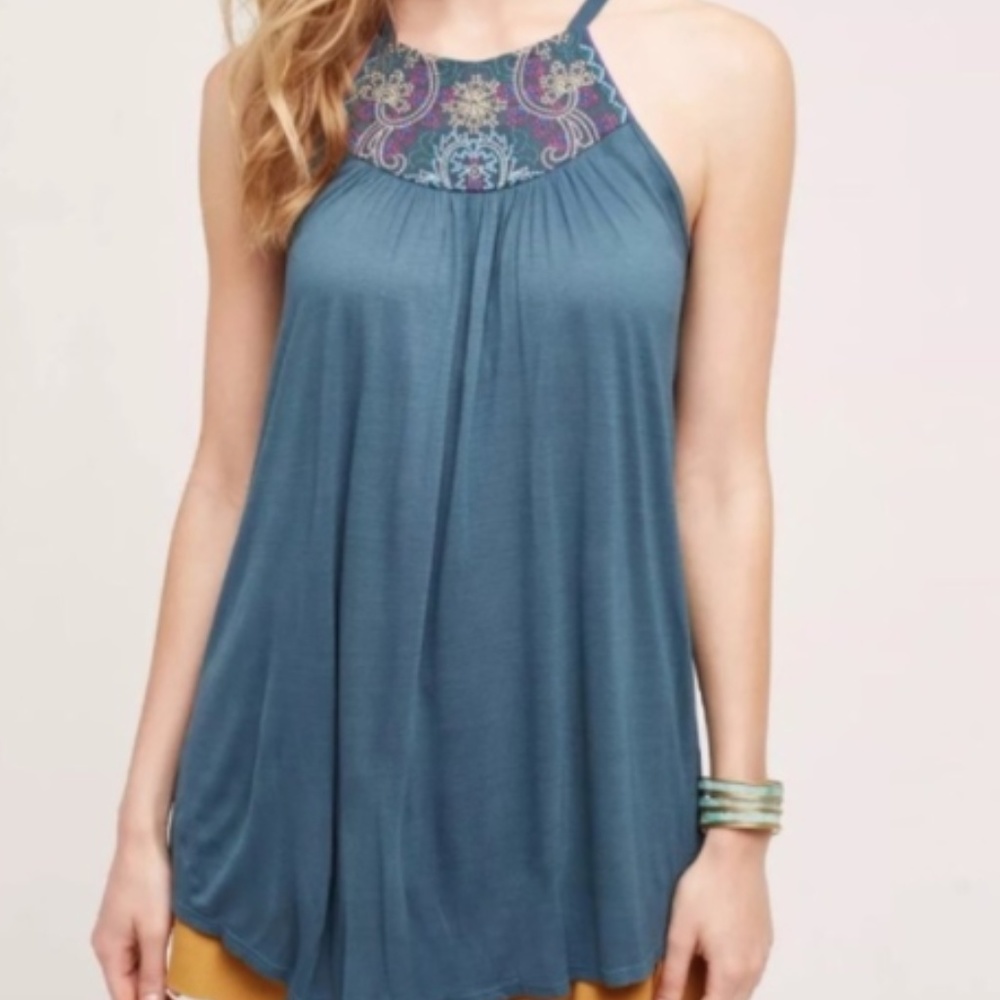 Anthropologie One September Taren Embroidered Tank